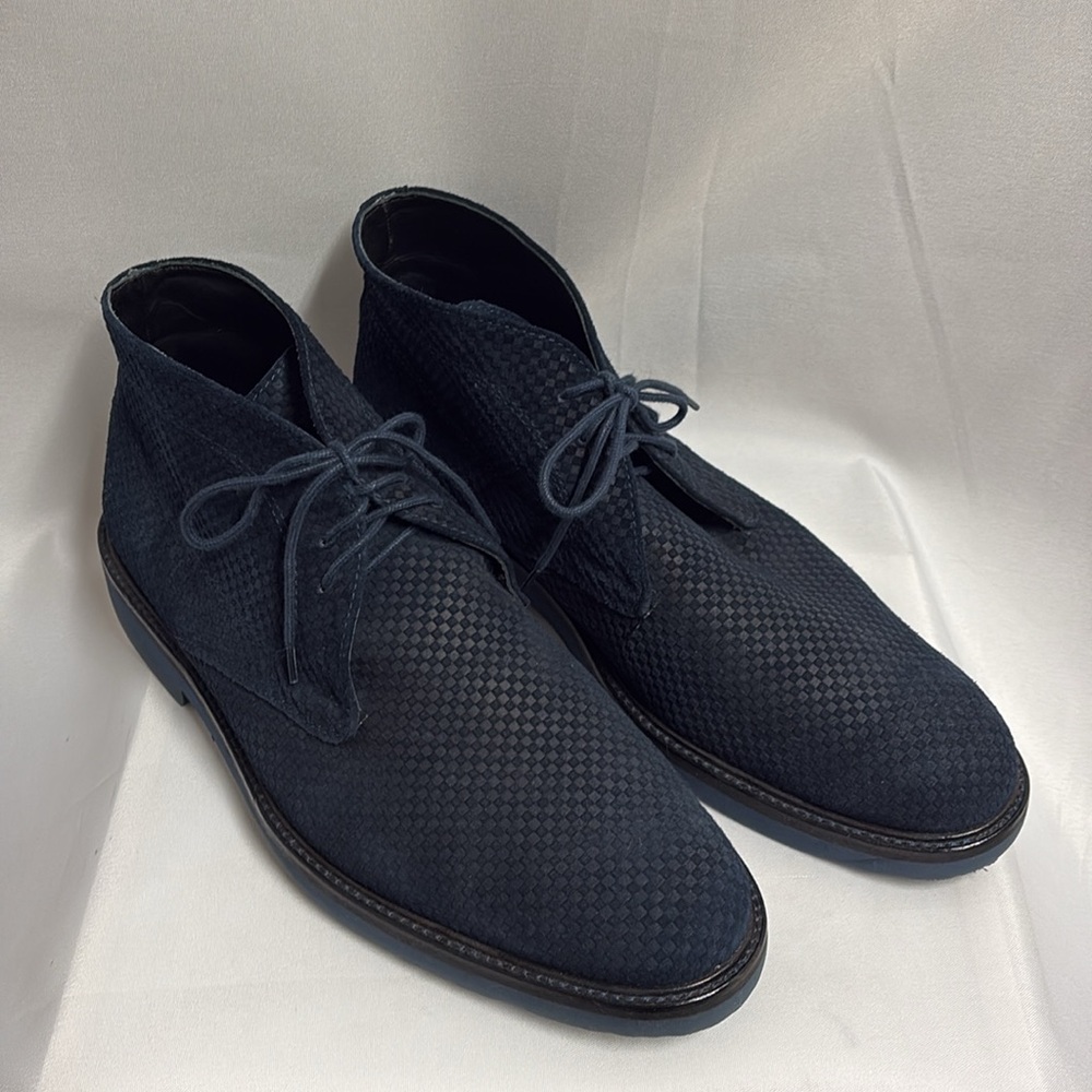 Bugatchi Textured Suede Lace Up Chukka Boot Navy … - image 2